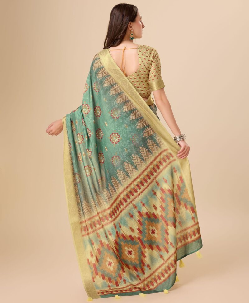 Rekha Maniyar Women's Jacquard Digital Printed Saree With Unstitched Blouse(RUHANI_1002_NS) - Image 5