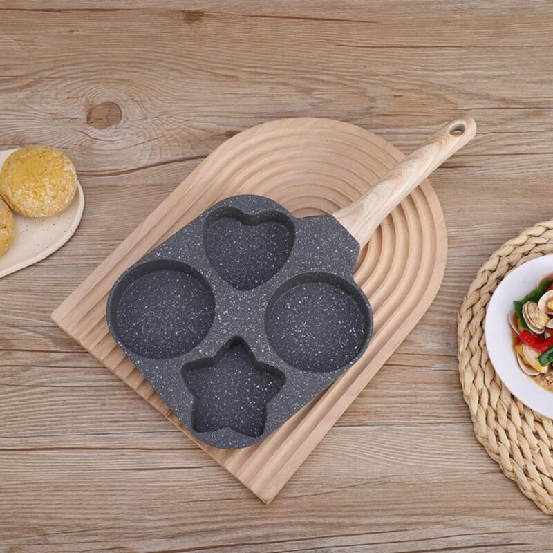 Husaini Mart | Egg Pan Non Stick Pancake Pan, 4-Cup Nonstick Egg Frying Pan, Granite Mini Egg Cooker Pan for Breakfast, Small Egg Skillet Suitable for Gas Stove & Induction Top (Multicoloured) - Image 5