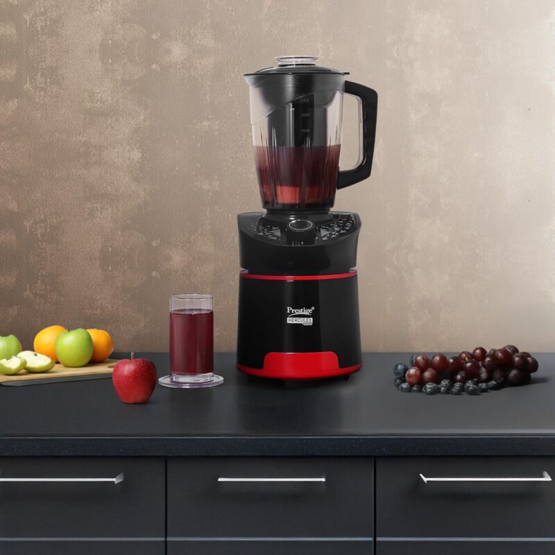 Prestige Hercules 1000W Mixer Grinder with 3 Stainless Steel jars & 1 Juicer jar|Flow-Breaker Design|Sturdy Handles|4 Super Efficient Blades|Black & Red - Image 6