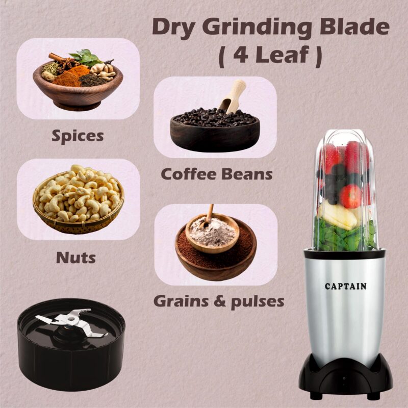Captain Nutri Blender 500W - Copper (2 Jars & 2 Blades, Silver) - Image 4