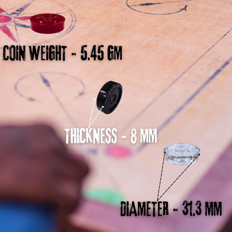 Vinson Carrom Board Coins in Box - 24 Pcs with 2 Strikers & Disco Powder (20 GMS) | Transparent Crystal/Acrylic Finish | Indoor Game Play Fun for Kids,Adults & Family - Image 3