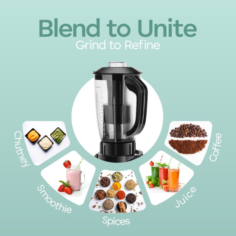 Longway Orion 900 Watt Juicer Mixer Grinder with 4 Jars for Grinding, Mixing, Juicing with Powerful Motor | 1 Year Warranty | (Black, 4 Jars) - Image 4