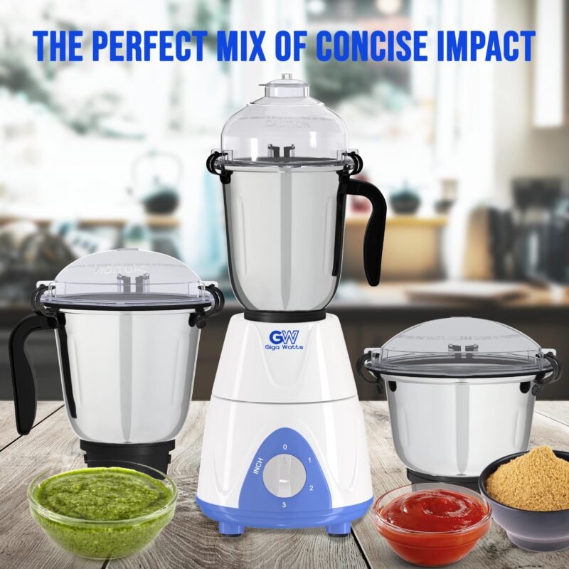 GIGAWATTS 1000W All-in-One Mixer Grinder Blender Heavy Duty Industrial Grade Electric Mixy, Three Stainless Steel Clip Jars with 3 Speed Control 21000 RPM (1 Year Warranty) - Image 6