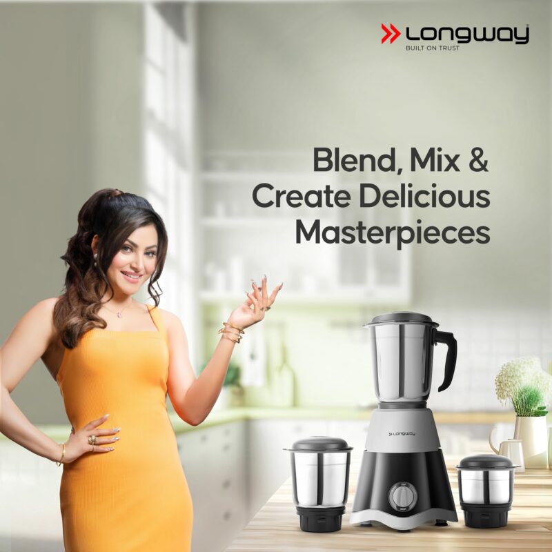 Longway Super Dlx 700 Watt Mixer Grinder with 3 Jars for Grinding, Mixing with Powerful Motor | 1 Year Warranty | (Black & Gray, 3 Jars) - Image 9