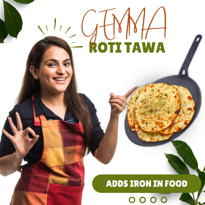 GEMMA Cast Iron Roti Tawa with Silicone Grip (Black Handle Roti Tawa) - Image 7