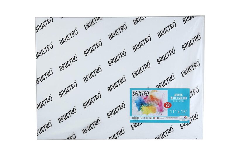 Brustro Artists Watercolour Paper, 25% Cotton, 300 GSM, Cold Pressed, Size - 11" x 15" (Inches), Pack of 20 Sheets - Image 3