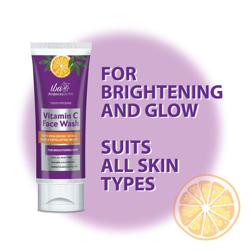 Iba Advanced Activs Youth Preserve Vitamin C Face Wash | No Parabens & Sulfates | High Foam | For Glowing Skin | Halal Certified & Vegan -100 ml - Image 3