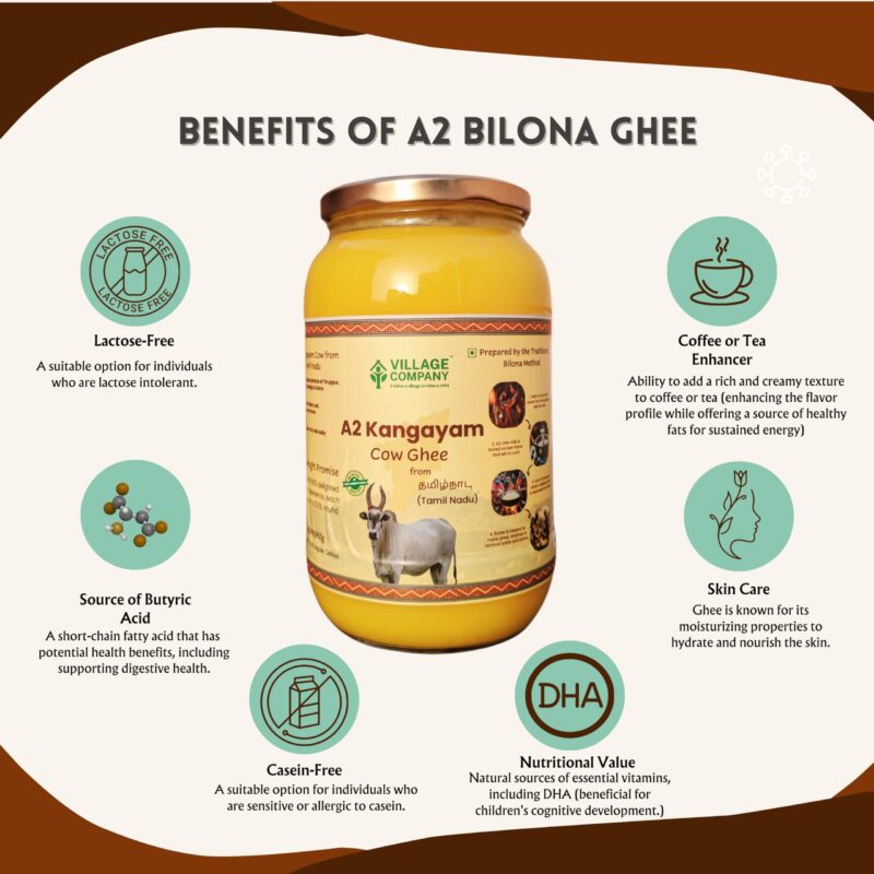 Village Company A2 Bilona Desi Cow Ghee | Bilona Method | Premium, Organic, Traditional | Grass Fed | Kangayam Desi Cow | Lab-Certified | Glass Jar 1L - Image 4