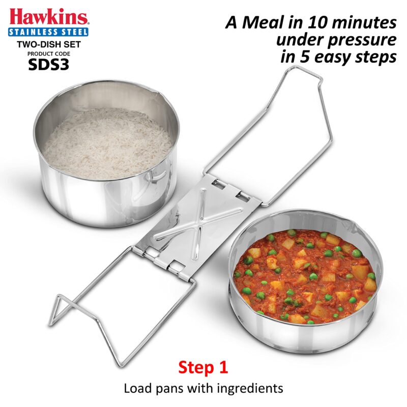 Hawkins Two-Dish Stainless Steel Set, Cooker Separator, Pressure Cooker Pots, Silver (SDS3), 1.275 liters - Image 10