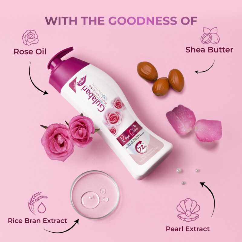 Dabur Gulabari Moisturizing Body Lotion - 400ml For Dry & Dull Skin, Made with 100% Organic Rose Oil, Dermatologically Tested and Paraben Free - Image 6