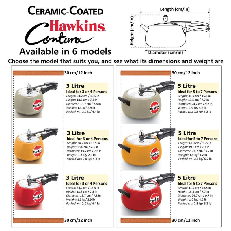 Hawkins 3 Litre Contura Pressure Cooker, Ceramic Coated Handi Inner Lid Cooker, Tomato Red (CTR30) - Image 4