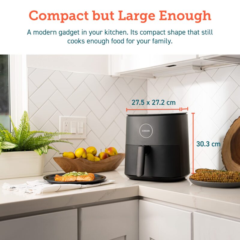 COSORI Air Fryer for home 4.7L, 9-in-1 Kitchen Oven Appliances, 30 Recipes Cookbook, Digital Tempered Glass Display, Max 230℃ Setting, Quiet, 4 Portions, 1500W, L501 Grey - Image 4