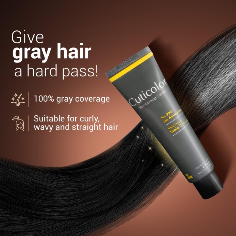 Cuticolor Permanent Hair Color Cream|#1 Dr prescribed|Suitable for Sensitive Skin|Eco Mechanism for Preserving Scalp Health|No Ammonia|No PPD|Enriched with Portulaca & Boseivela Extracts (Dark Brown, 60g (Pack Of 1)) - Image 5