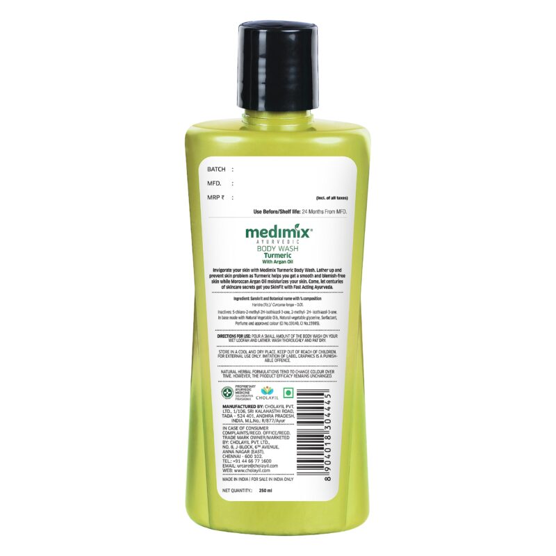 Medimix Ayurvedic Body wash, Turmeric & Argan Oil For Radiant, Blemish-Free, & nourished skin 250ml | Vitamin E infused Shower Gel | Herbal | Paraben-free & Sulphate-free - Image 3