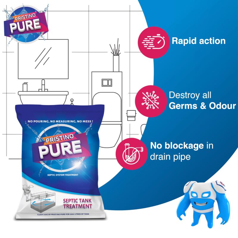 Pristino Pure Septic Tank Cleaner - 500gm | One pack for one-year maintenance| Clears Drains, Prevents Blockages, and Keeps Your Drain System Fresh and Clean! - Image 8