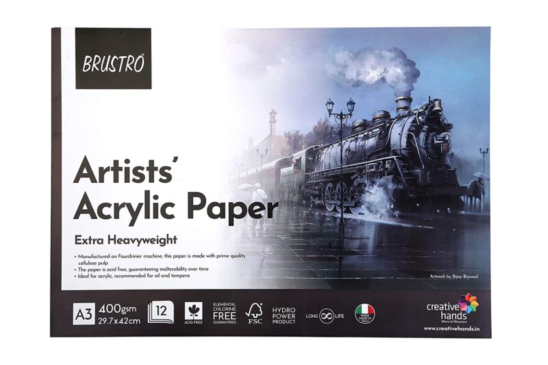 BRUSTRO Artists' Acrylic Glued Pad 400 GSM A3-12 Sheets - Image 2