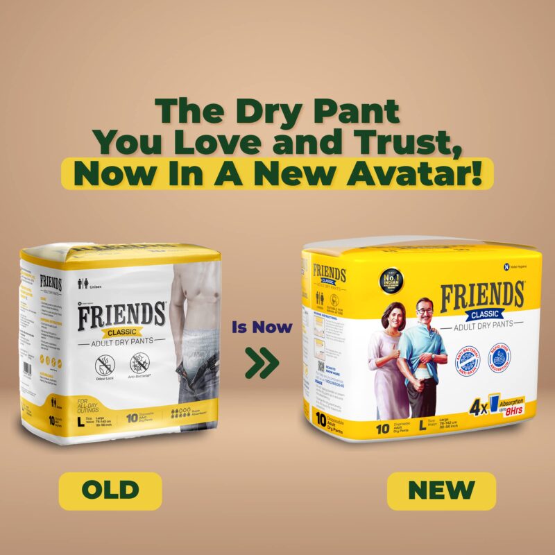 Friends Classic Adult Diapers Pants Style - 10 Count (Large) with odour lock and Anti-Bacterial Absorbent Core- Waist Size 30-56 inch ; 76-142cm - Image 6