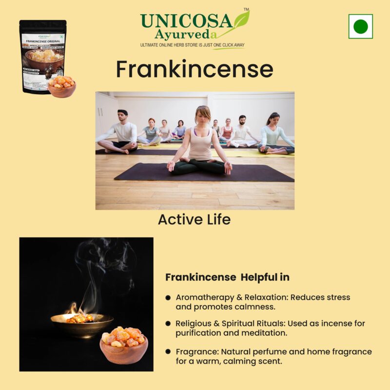 UNICOSA Ayurveda Pure Frankincese Resin 100gm Kunduru | Loban | Monastery Incense | Olibanum | Boswellia Carterii | Frankincense Tears | Pure Frankincense Granules | Premium Incense - Image 4
