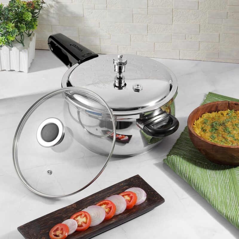 Vinod Splendid Plus Stainless Steel Pressure Cooker Outer Lid 1.5 Litre | SAS Bottom Handi Cooker | Extra Glass Lid | Induction and Gas Base | ISI and CE certified | 2 Years Warranty - Image 8