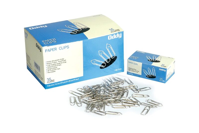 Oddy Smart Medium Nickel Plated Paper Clip (Set of 10 Dibbi)