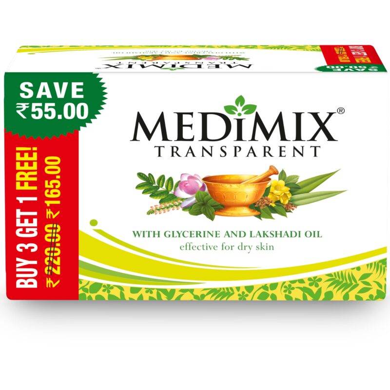 4x Medimix Transparent Ayurvedic Traditionally Made Bathing Bar Soap | Infused Glycerine and Lakshadi Oil | Effective for Dry Skin (Pack of 4) 125g each - Image 4
