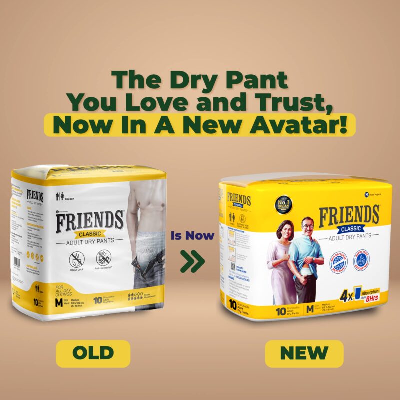 Friends Classic Adult Diapers Pants Style - 10 Count (Medium) with odour lock and Anti-Bacterial Absorbent Core- Waist Size 25-48 inch ; 63.5-122cm - Image 6