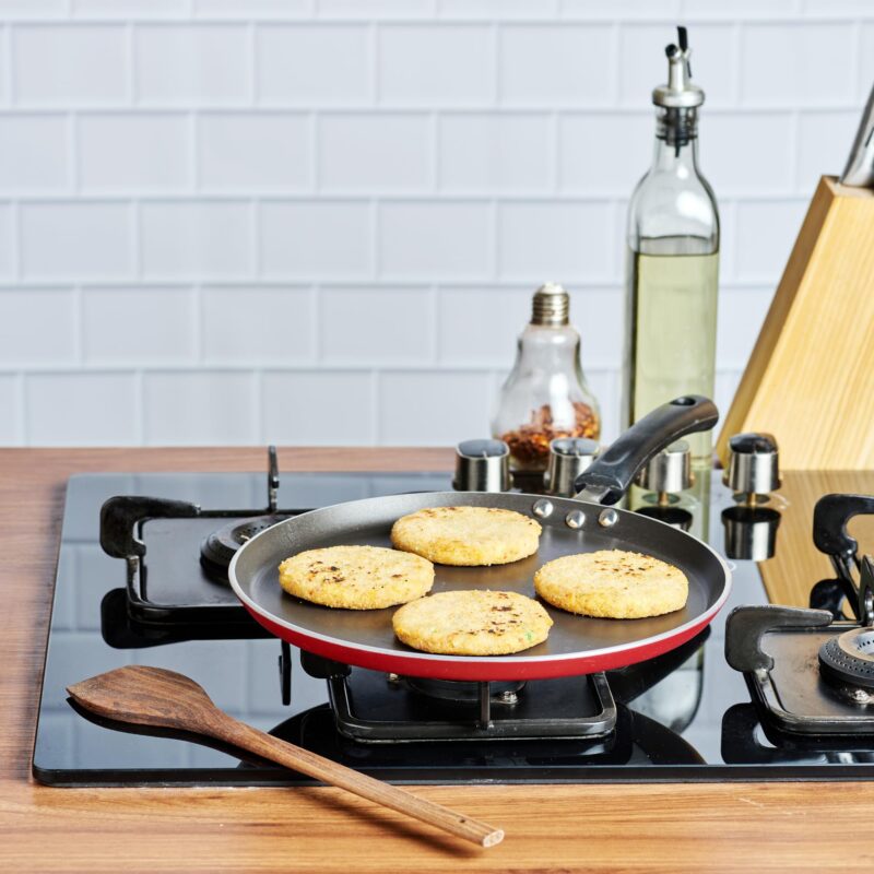 Vinod Zest Aluminium Non Stick Dosa Omni Tawa - 28cm | 4mm Extra Thick | 3 Layer Ceramic Coat | Bakelite Handle | Toxin Free | Gas Base - 1 Year Warranty - Image 10