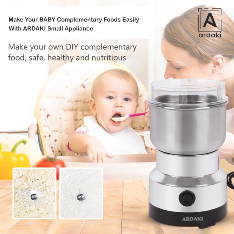 ARDAKI Grinder Machine for Kitchen Mixer Grinder Multi Functional Coffee Herbs Spices Nuts Grain Seasonings Spices Mill Powder Machine Stainless Steel Mixie for Kitchen (Mixer_Grinder_200) - Image 4