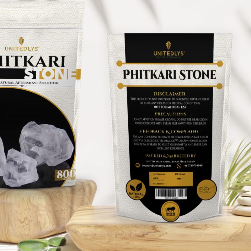 Unitedlys Organic Phitkari Alum Stone for Face 800G | Fitkari Stone for Skin Tightening, Water Purification, Shaving & Teeth Care | Premium White Crystals Fitkiri Alum Stone | Gentle & Effective - Image 2