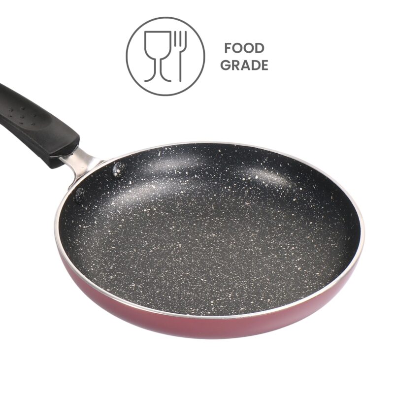 MILTON Pro cook Granito Non Induction Fry Pan, 14 cm, Burgundy, Flame Safe, Dishwasher Safe, Food Grade, Metal Spoon Friendly, Non - Stick, Bakelite Handle, 2 Years Warranty - Image 6