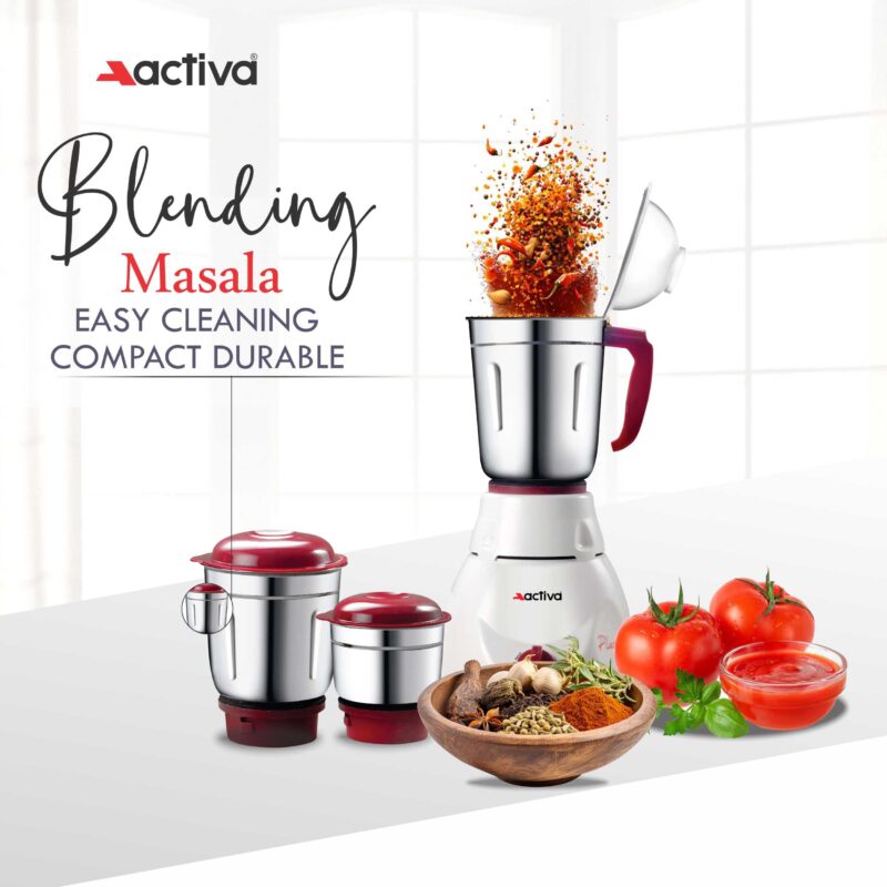Activa Pluto 3 Jar 500 Watt Mixer Grinder With Coral 750 Watt Dry Iron come with 2 year warranty - Image 6