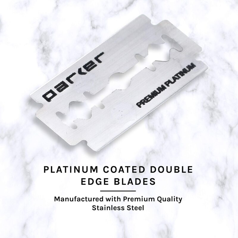 Parker 26C –Black Handle Three Piece Open Comb Double Edge Safety Razor & 5 Premium Platinum Double Edge Razor Blades - Image 2