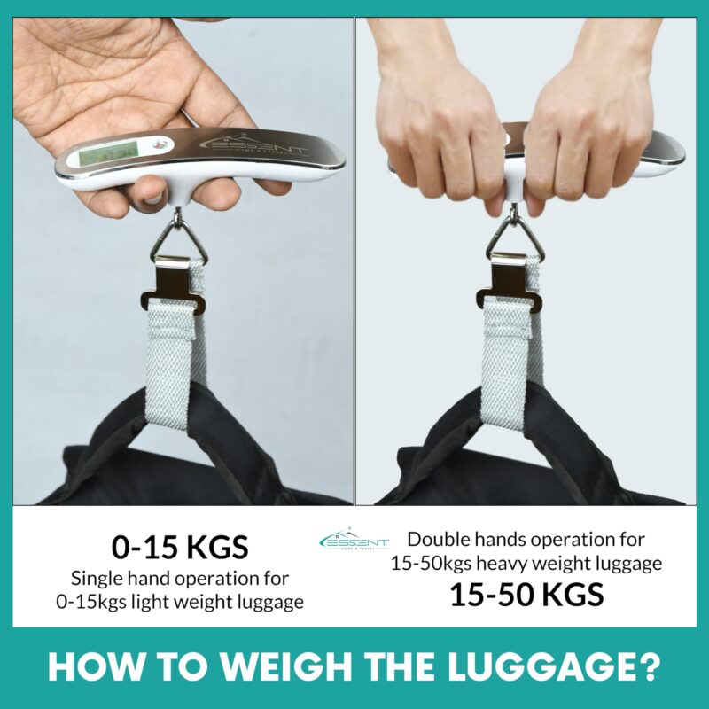 Essent™ Weight Machine for Luggage - 50kg Capacity, Steel Body, 10 Years Replacement - Premium Digital Luggage Weighing Scale, Weighing Machine for Luggage for Home, Flights, Bags (Silver, 50kg) - Image 3