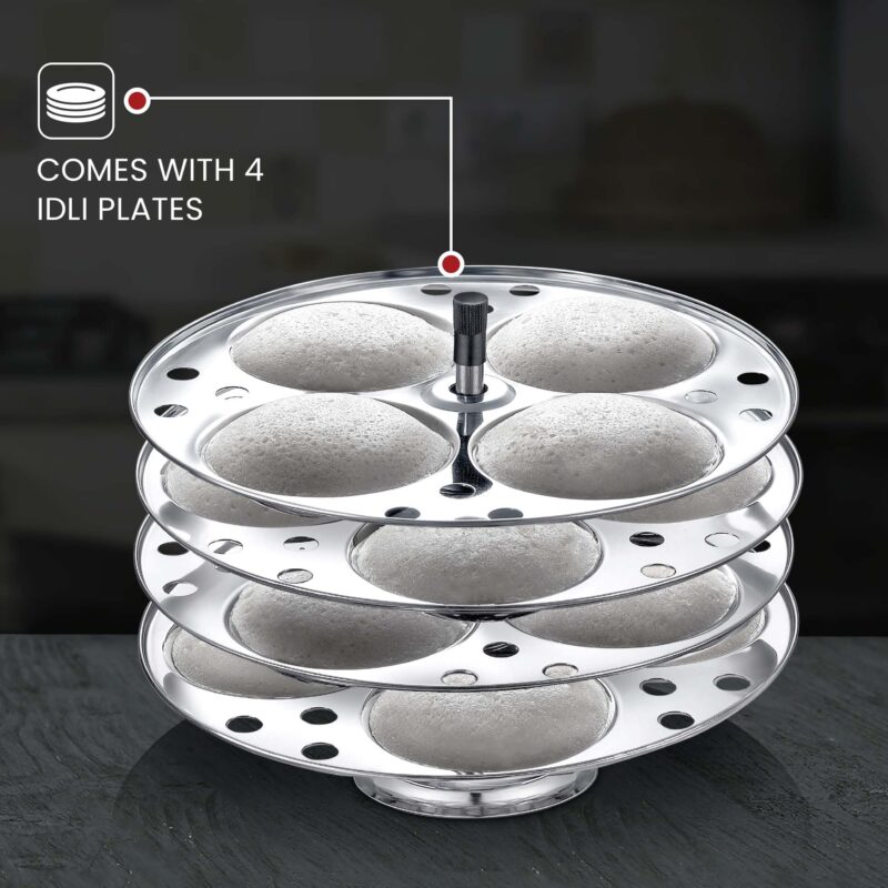 Judge by Prestige Stainless Steel Idli Cooker with 4 Plates,1 Liters - Image 3