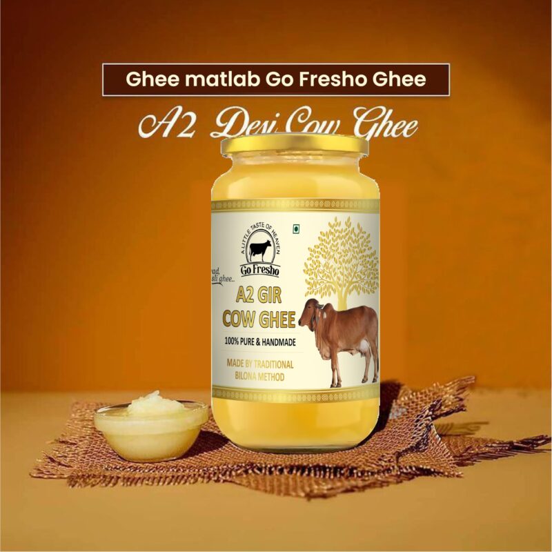 Go Fresho A2 Gir Cow ghee| Vedic Bilona Method|Pure, Natural & Healthy | 1000 ml Glass Bottle With Spoon - Image 7