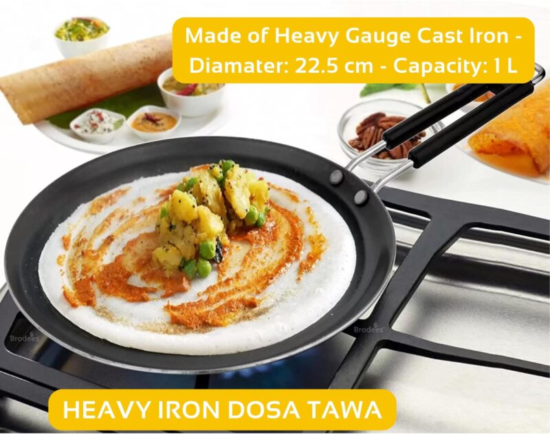 Traditional Cooking Excellence: Heavy-Duty Cast Iron Dosa Tawa - 9 inch Tawa 22.5 cm Diameter (Cast Iron) Iron-DOSA-TAWA - Image 2