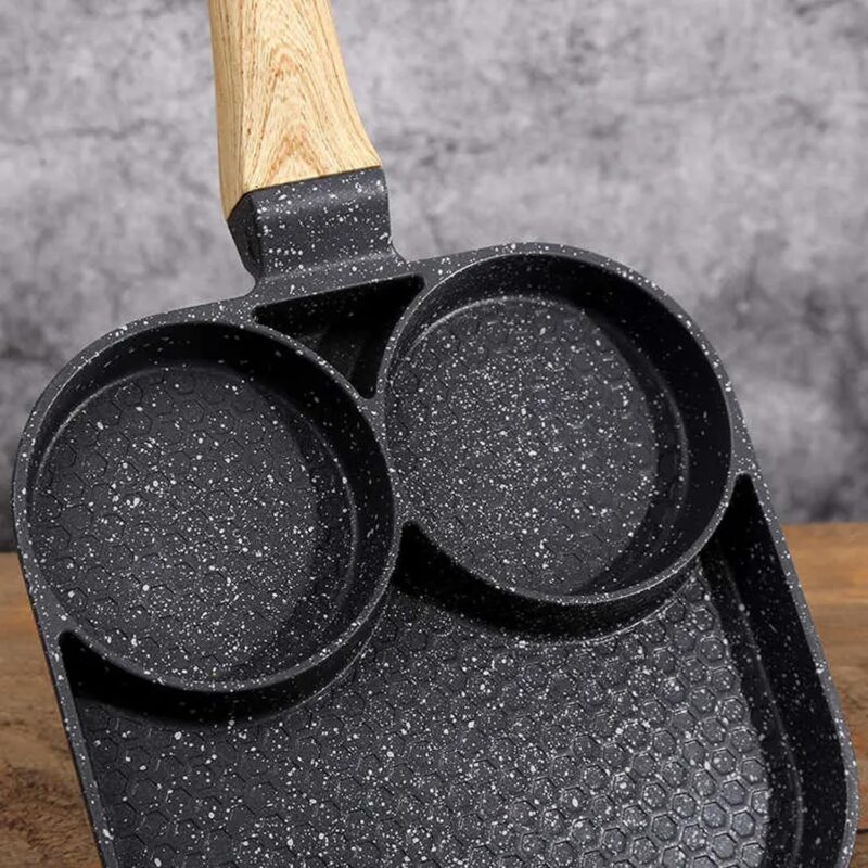DAYANIDHI Multi Cooking Frying Egg Fry Pan with 3in1 Sction | Compatible with All Stove Types 1.5 L Capacity | Best for Making Omlette/Pancakes/Burger Patty/Bacon/Fish Fry (Aluminium, Non-Stick) - Image 5