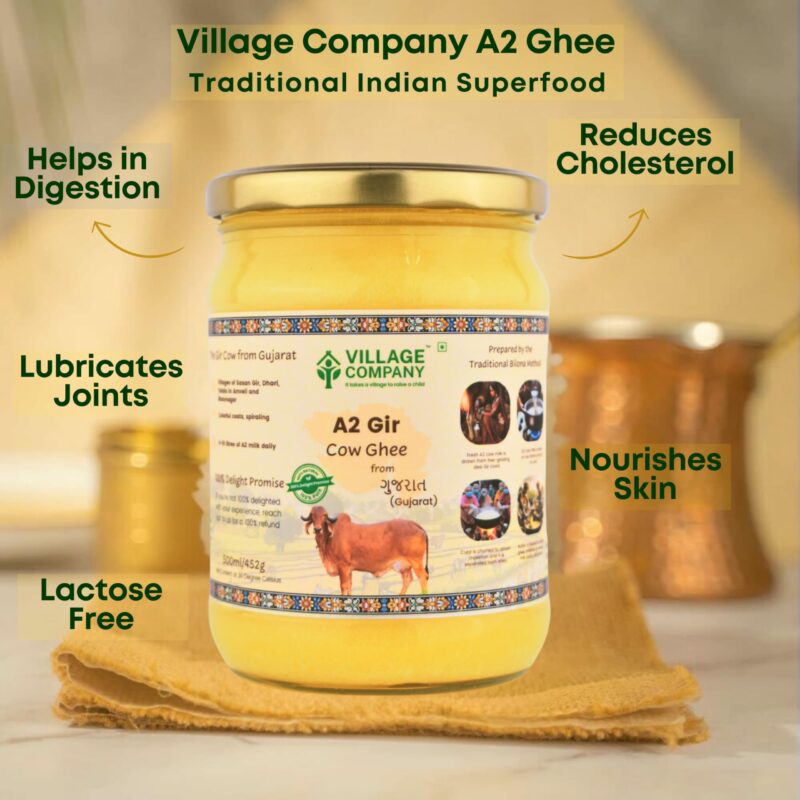 Village Company A2 Cow Desi Ghee 500ML | Gir Ghee Vedic Bilona Method | Organic Pure Natural | Two Way Curd Churned - Best Farm Fresh Grass Fed Cattle Milk | India Lab Certified | Glass Jar Half Litre - Image 7