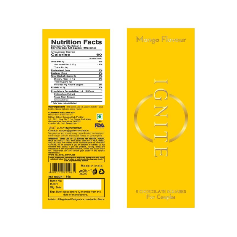 MBDH Wellness Ignite Alphonso Mango Flavor Chocolate Bars-Limited Summer Edition: Luxurious Mood&Vitality Boosting Treat For Men&Women|Vegetarian,Gluten-Free|Ideal Romantic(1 Box,Pack Of 1),209 Grams - Image 7
