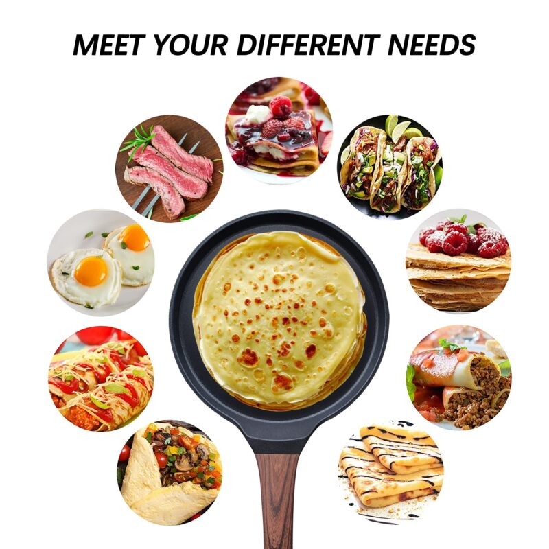 Vinchef Nonstick Crepe Pan, 11inch Skillet Pan for Dosa Tawa Omelette Tortillas Crispy Pancake, Griddle Pancake Pan, PFOA FREE and Induction Compatible - Image 8