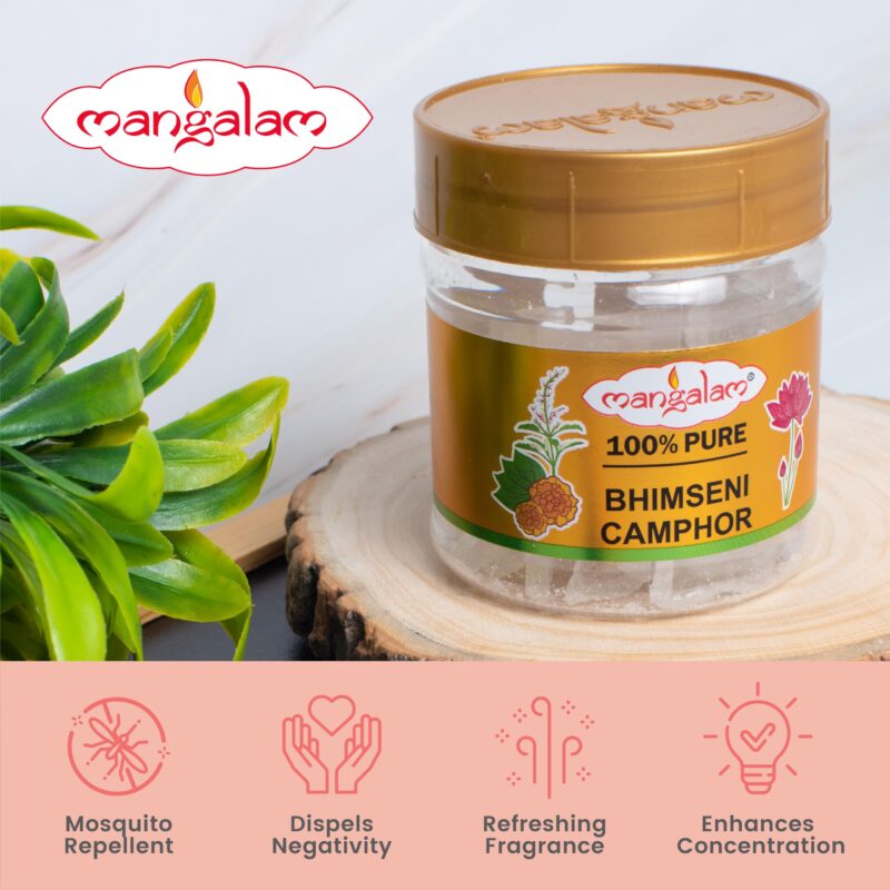 MANGALAM Bhimseni (Original)Chunk Camphor 50G Jar - Pack Of 1 | 100% Organic | For Puja, Aromatherapy & Air Freshener | Sweet Fragrance - Image 6