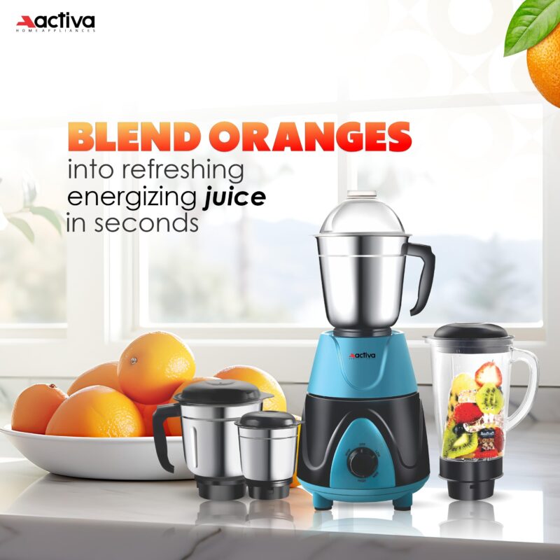 ACTIVA Megamix 1000 W Powerful Motor Mixer Grinder With 4 Jars | 2 Years Motor Warranty, Red - Image 6