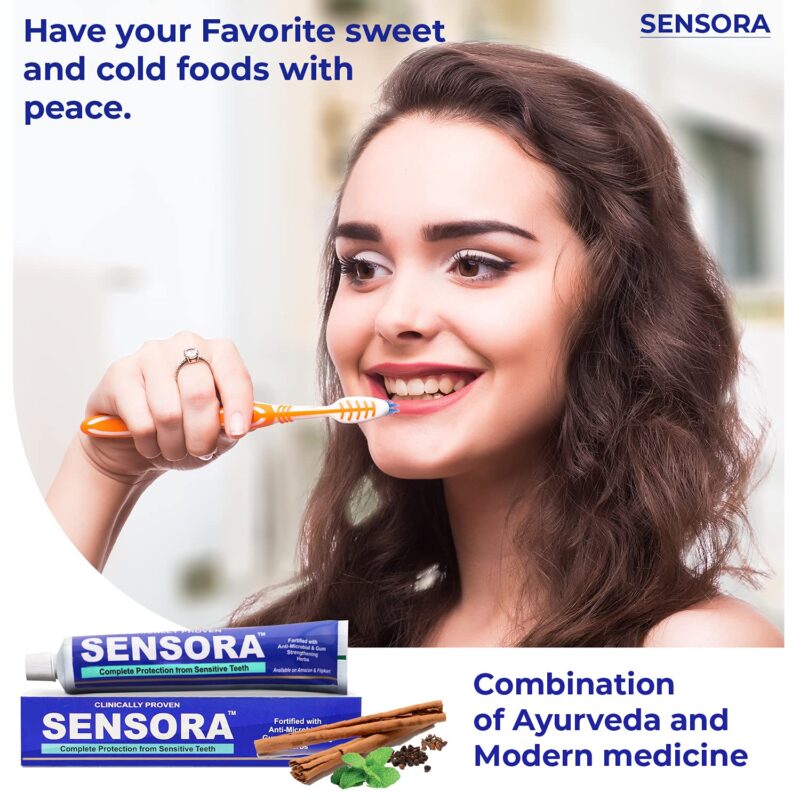 SENSORA Sensitivity Relief Toothpaste with Rapid Relief Formula | Herbal Ingredients | Ideal for Sensitive Teeth |Pack of 3 - Image 3