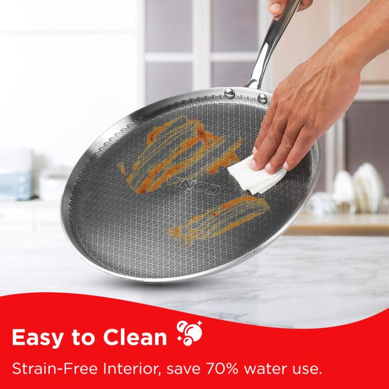 Vinod SAS Pro Platinum Triply Stainless Steel Dosa Tawa - 28 cm | 4.0 mm Thick | Hexa Design | Metal Spoon Friendly | Riveted Handle | Gas, Induction Base | 5-Year Warranty - Image 5