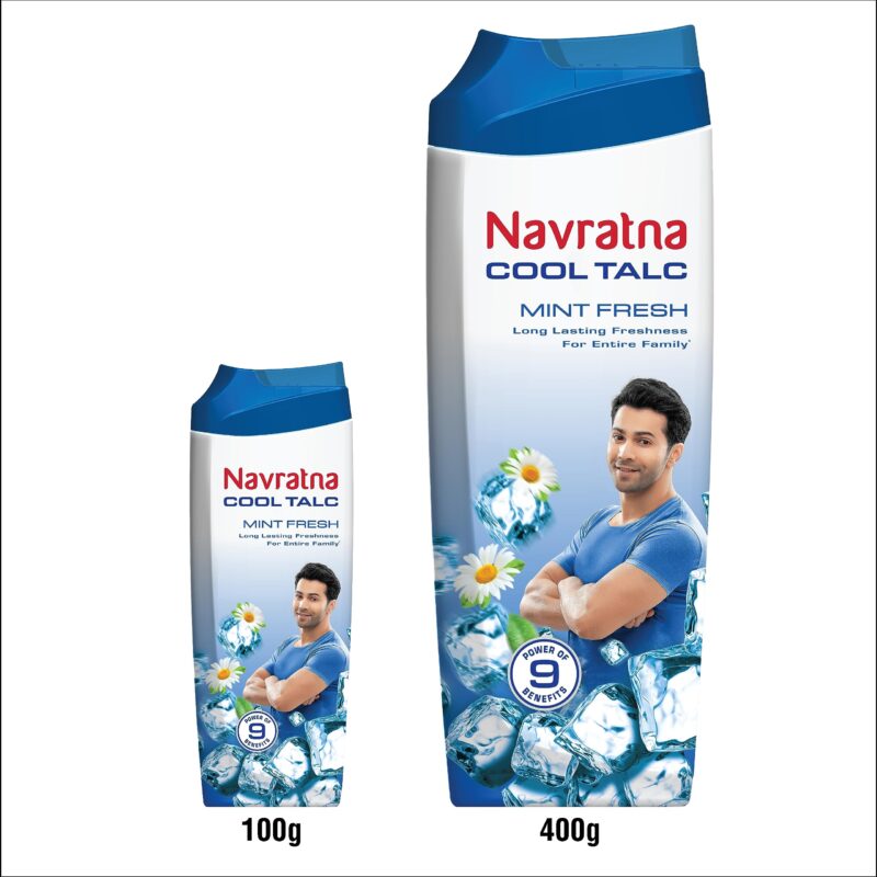 Navratna Cool Mint Fresh Talc | Instant Sweat Absorption and Cooling Effect |Body Odour Protection | Long Lasting Freshness and Fragrance, 400gm - Image 3