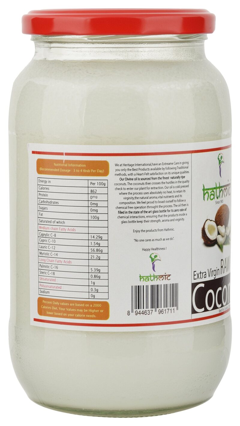 HATHMIC Raw Extra Virgin Coconut Oil (Cold Pressed)1000ml - Image 5