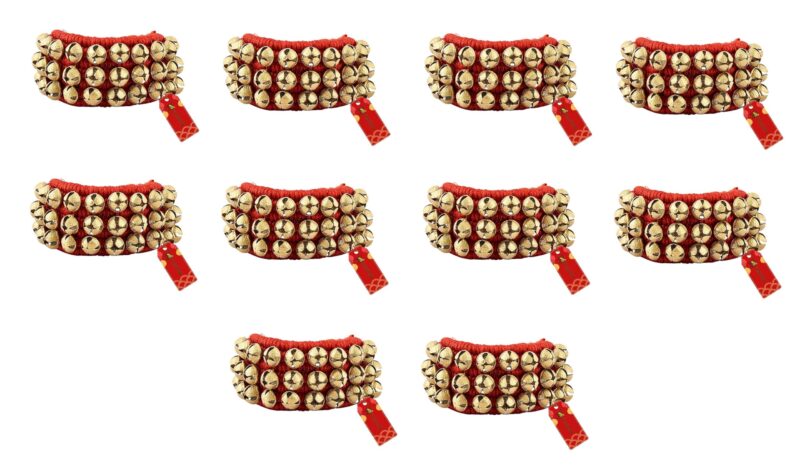 UAPAN Brass Ghungroo Anklets Bells For Women I 3 Line Pad I Red I 10 Pair I Perfect for traditional Indian dance - Image 9