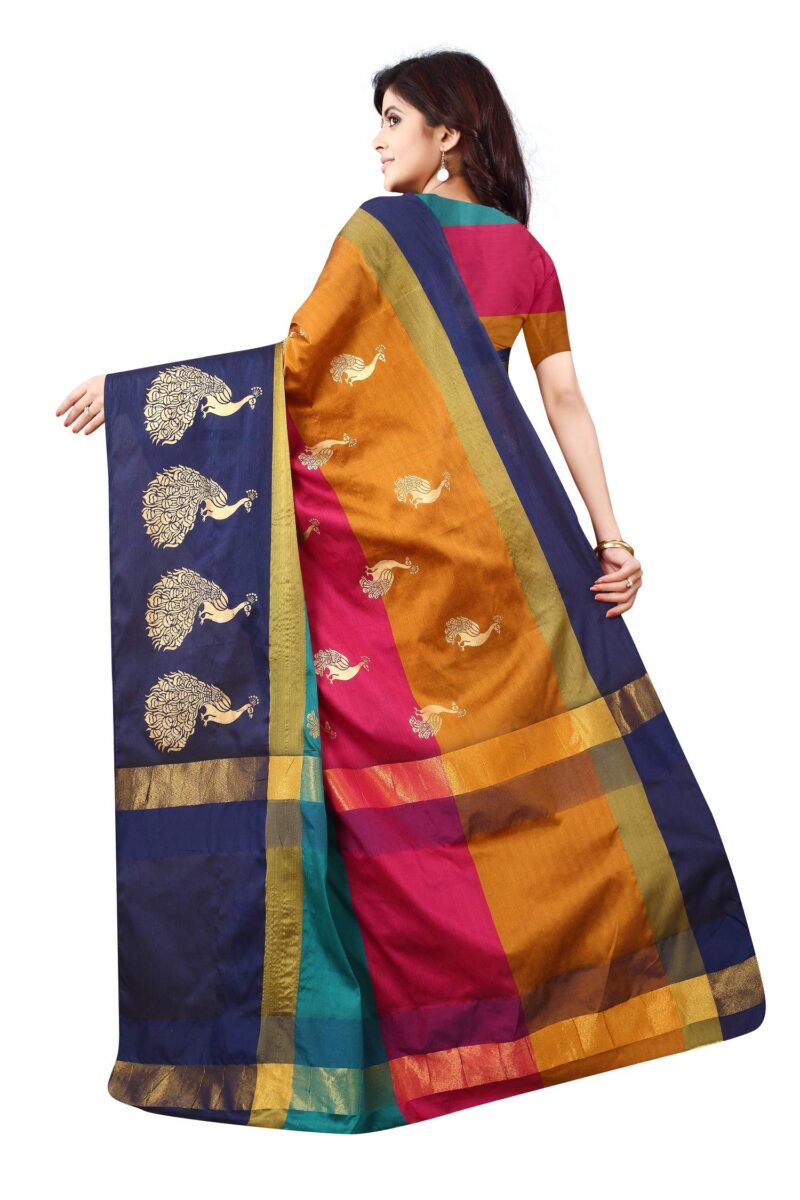 OM SAI LATEST CREATION Women's Z-card Cotton silk Foil Printing Lining Saree for Women Half Sarees Under 349 2020 Beautiful for Women Saree With Blouse Piece(Free Size) (Multi-Coloured) - Image 5
