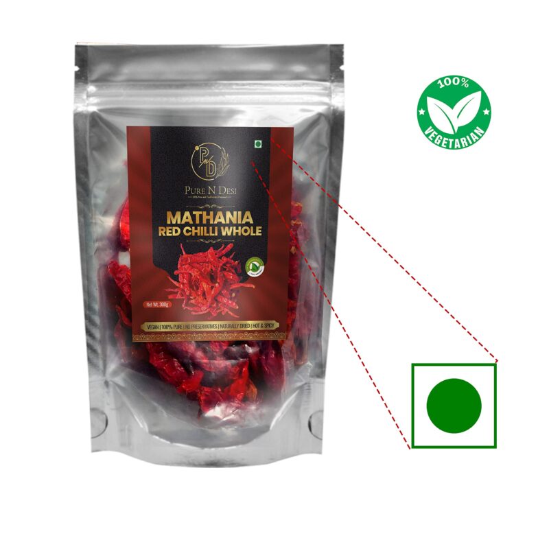PURE N DESI Original Rajasthani Dried Mathania Whole Chilies Without Stems- Hand Picked/Sun Dried/Organically Produced/Authentic Marwari Taste - 300 Grams, Vegetable Masala - Image 7