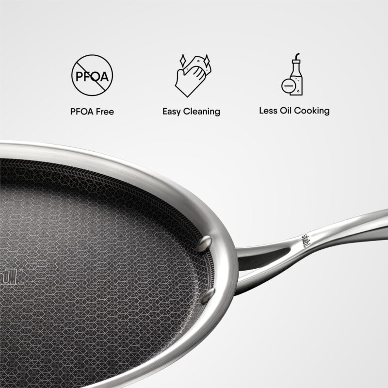 Stahl Artisan Hybrid Triply Dosa Tawa, Dosa Tawa with Induction Base, Non Stick Pan, Stainless Steel Scratch Resistant Dosa Tava, 30 cm - Image 4